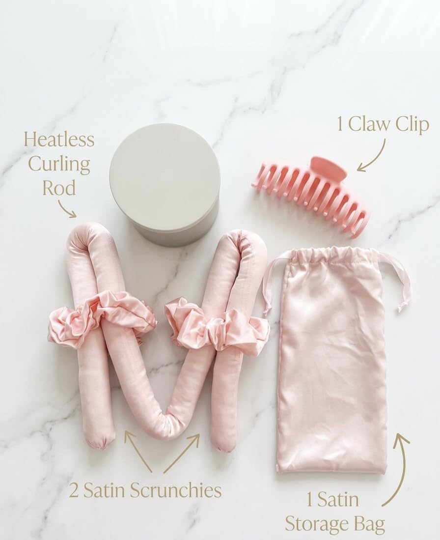 Heatless Curler Set, 16 Momme mulberry silk Curling Rod Headband For Overnight Heatless Curls, Frizz & Damage Free Waves, No heat hair curler for all hair type