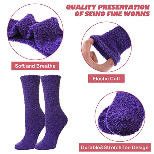 Image of LINEMIN Womens Fuzzy Socks Cozy Fluffy Winter Warm Slipper Socks Microfiber Soft Home Sleeping Socks