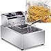 Komercyjna elektryczna frytownica, pojedynczy zbiornik na tłuszcz 10L, regulowana kontrola temperatury, z uchwytem bezpieczeństwa i okienkiem, powłoka nieprzywierająca ze stali nierdzewnej,