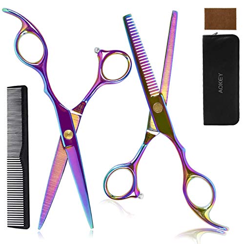 AOKEY Ciseaux Coiffure, Ciseaux Coiffure Professionnel Ciseaux Coiffure Désépaissir Color Ciseaux Kit Ciseaux Coiffure Sharonds Ciseaux Convient aux Salons de Coiffure et aux Familles