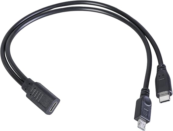 Type C Y Splitter Cable Female to MicroUSB and Male Charging for Double Charging USB C Splitter