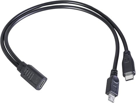 Type C Y Splitter Cable Female to MicroUSB and Male Charging for Double Charging USB C Splitter