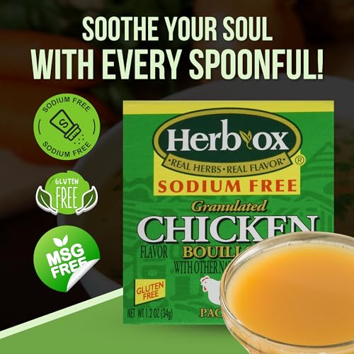 Granulated Chicken Bouillon Bundle. Includes Four 1.2 Oz 8ct each Box of Herb Ox Chicken Bouillon Flavored Seasoning. Gluten Free and Sodium Free Chicken Bouillon. Comes with a Good For My Home Box! - Thumbnail 6