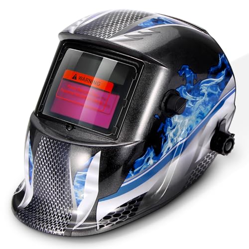 Careta Soldar Automatica, Nullnet Oscurecimiento Soldador Máscara de Soldador Máscara de la Seguridad de Soldadura Casco del Soldador con Energía Solar con Punteros Protectores