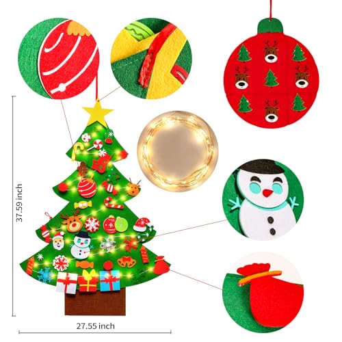 Max Fun 20200120 Diy Felt Christmas Tree Set Plus Tic-Tac-Toe Games For Kids Toddlers Wall Hanging Decorations Felt Craft Kits thumb #5