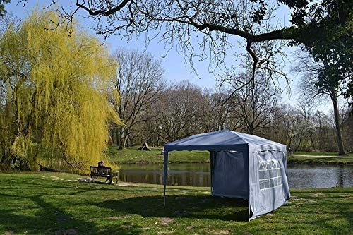 Defacto Vouwpaviljoen, tuintent, partytent, tuinpaviljoen, 3 x 4 m, UV-bescherming 50+, polyester, waterdicht, incl. 2 zijdelen, draagtas, touwen en haringen (grijs) - Image 3