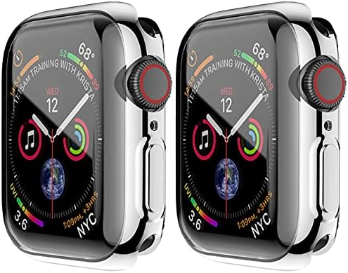 2 Pack HANKN Clear 40mm Case for Apple Watch SE Series 6 5 4 Screen Protector Case, Full Coverage Soft TPU Protective Shockproof Iwatch Bumper Cover (Clear+Clear, 40mm)