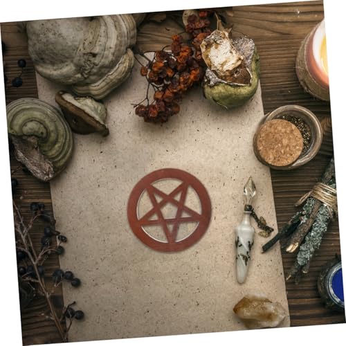 Altar azulejo pagano de madera PRETYZOOM con símbolo de pentagrama y soporte de tarot 7