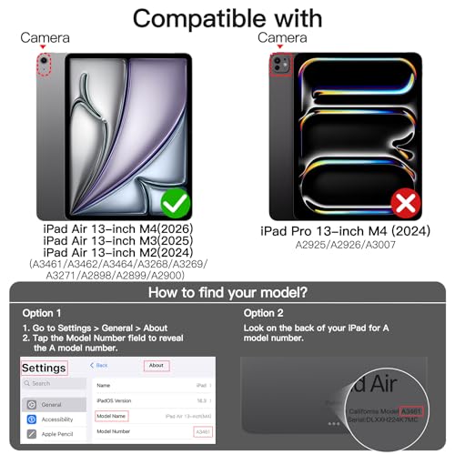 Image of JETech Rotating Cover Case for iPad Air 13-Inch M4 /M3 /M2 (2026 /2025 /2024) with Pencil Holder, 360 Degree Rotation Protective Stand Cover Clear Back, Auto Wake /Sleep (Purple)
