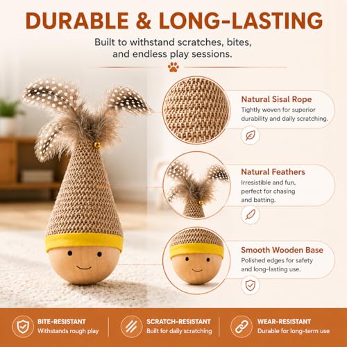 Jouet pour chat oscillant avec plume pour stimuler son instinct - 4