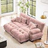 YESER U Shaped Sectional Couches for Living Room, 94.4' Modular Sectional Sofa Cloud Couch with Ottoman, Deep Seat Loveseat Comfy Chenille Oversized Sofa, Modern Couch with Round Armrests 4 Pillows
