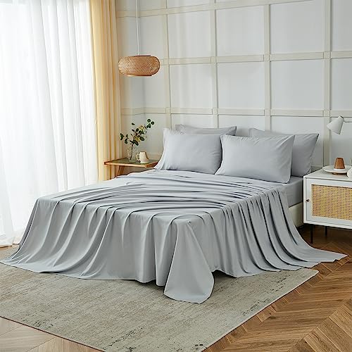 Image of ILAVANDE Queen Sheets Set 6 Piece,Hotel Luxury Super Soft 1800 Series Microfiber Queen Bed Sheets Set-Wrinkle Free & Breathable-14 Deep Pocket Sheets for Queen Size Bed(Queen,Light Grey)