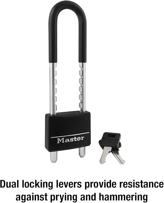 Master Lock 527D Adjustable Shackle Padlock with Key, Black