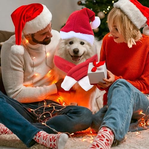 Katzen Weihnachtsmütze Und Schal, Katzen Mütze Deko Weihnachts Outfit, Weihnachten Kleidung Für Klein Katze, Weihnachtsmann-Mütze, Schal, Weihnachtskostüm Für Katze,Katzenbekleidung