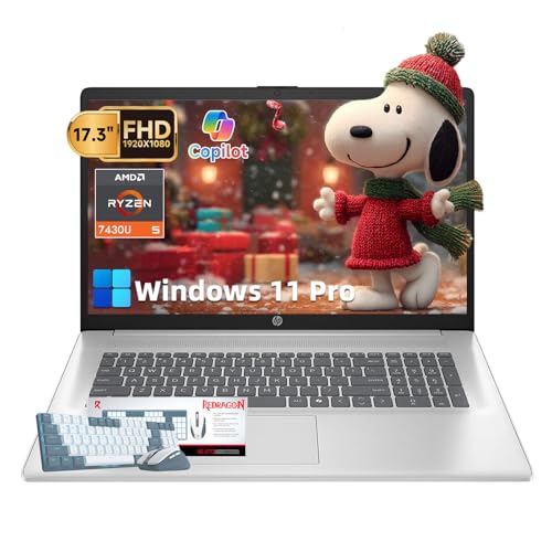 HP 17�C���`�m�[�g�p�\�R���AAMD Ryzen 5 7430U(Beats i7-1165G7)�A32GB RAM 1TB NVMe SSD Windows 11 Pro�A17.3�C���`FHD IPS�ACopilot AI�A�e���L�[�L�[�{�[�h�AType