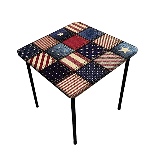 Joskaa Elastic Edge Fitted Square Tablecloths, Fits 60X60 Inch Table, 4Th Of July Flag Polyester Home Decor Table Cover Oil & Dust Proof Washable Table Clothes For Family Picnic Bbq Tablecloth #TOP2