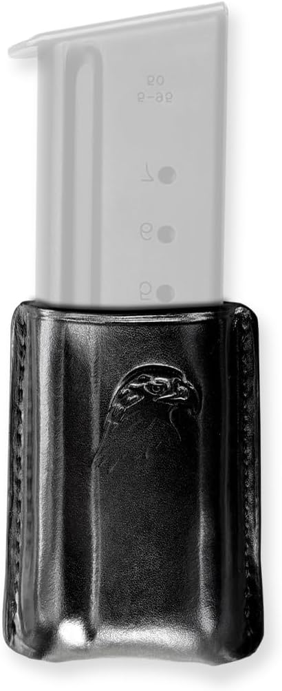 Premium Leather Open Top Single Magazine Carrier Fits, Desert Eagle Magazines in 50 Caliber /44 Caliber, Black Color#1089#