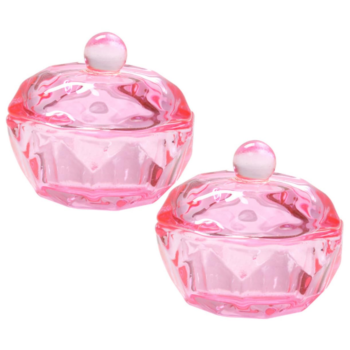 2 Stück Glas Dappen Schalen Für Acrylnägel – Rosa, 4.2x4.2 Cm, Mit Deckel