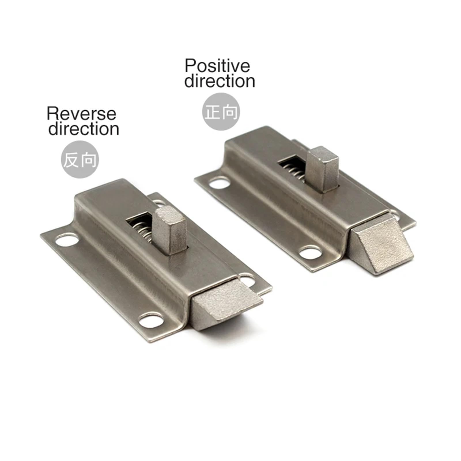 Pestillo automático de apertura con resorte, pasador de puerta MX03, pestillo de aleación de zinc azul y blanco galvanizado, pestillo industrial for puerta (1 unidad)(Iron forward)