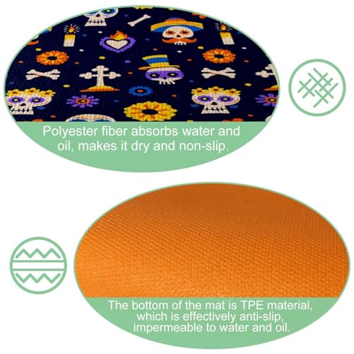 Alfombrillas de cocina absorbentes para pasillo y cuarto de lavado con calaveras 6