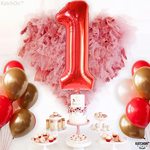 Image of Katchon, 40 Inch Red Number 1 Balloon For 1st Birthday Decorations