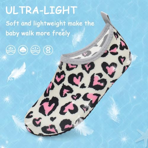 Image of ANLUKE Kids Boys Girls Water Shoes Barefoot Aqua Socks Fast Dry Beach Swim Outdoor Sports Shoes for Toddler LeopardPrint 32 /33