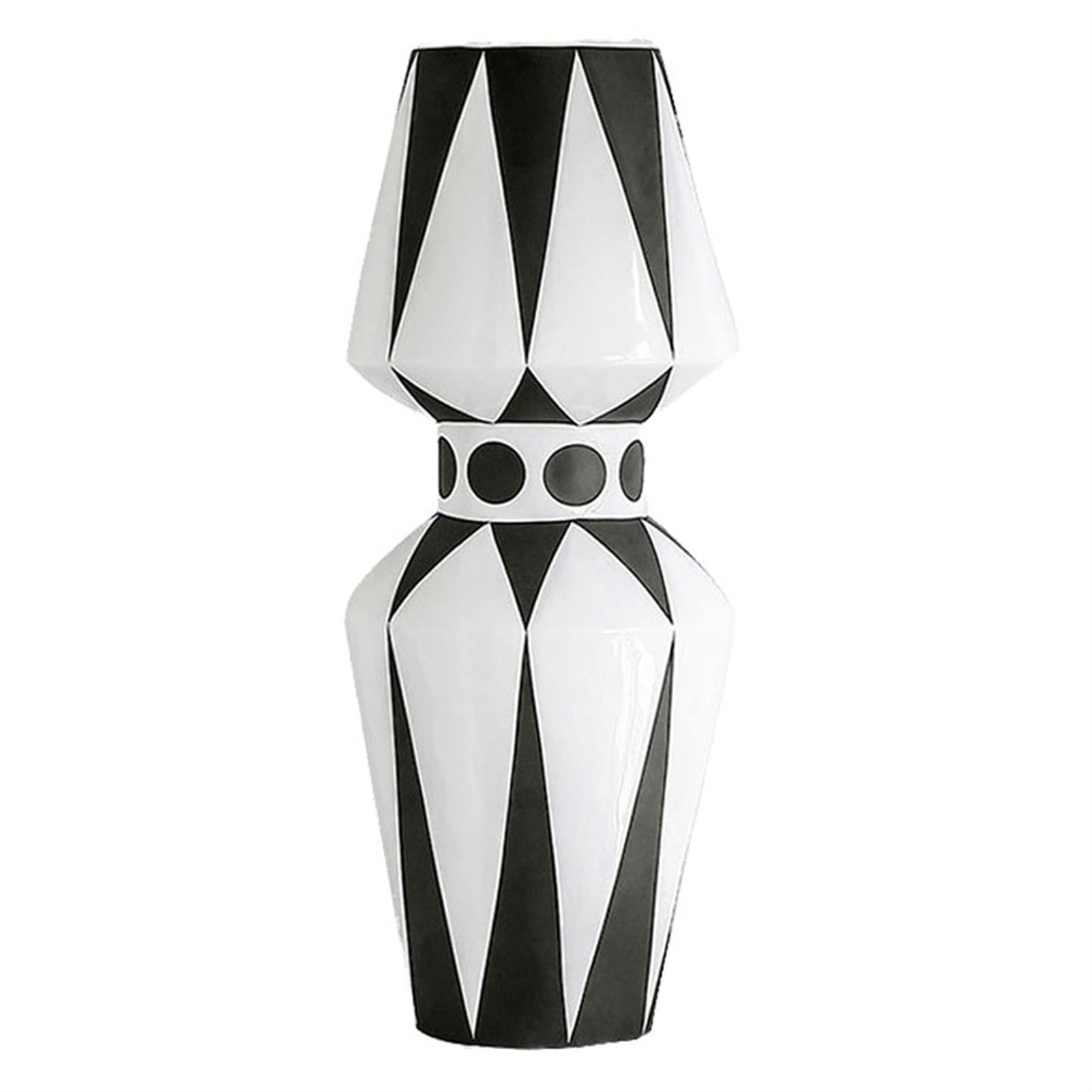 Vase en céramique de 13,3 pouces à rayures noires et blanches pour décoration de table