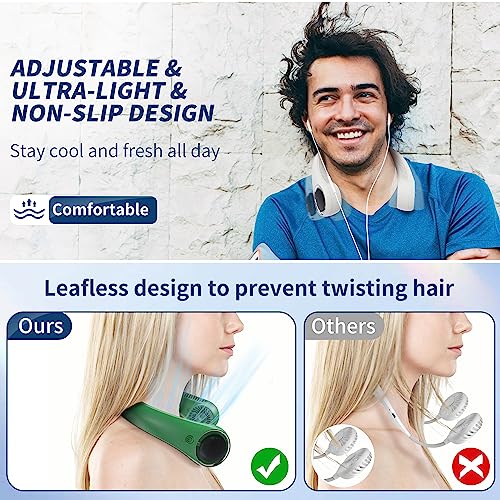 Image of Personal Cooling Portable Neck Fans - USB Rechargeable,360 Free Rotation & Lower Noise Bladeless Battery Operated Design with 3 Speeds Duration 48 hrs, Small Neck Air Conditioner(white)