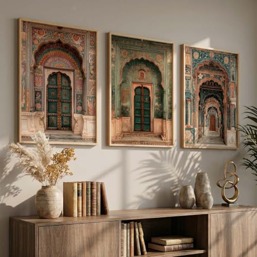 Image of kotart Aesthetic Traditional Indian Wall Art Painting for Living Room | Paintings Frame For Home Decoration | Framed Wall Painting for Home Room Bedroom Office Decor Set of 3