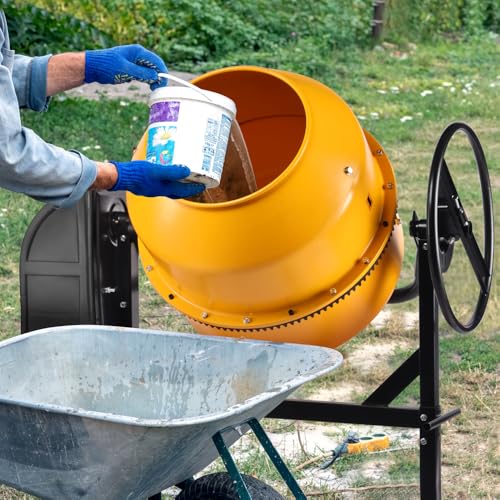 Hoteche 850W Electric Cement Mixer - 7.1 Cu.Ft Portable Concrete Mixer - Heavy Duty Construction Mixer for Concrete, Mortar & Stucco - Thumbnail 6