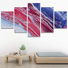 SIGNWIN 5 Panel Canvas Wall Art Abstract Colorful...