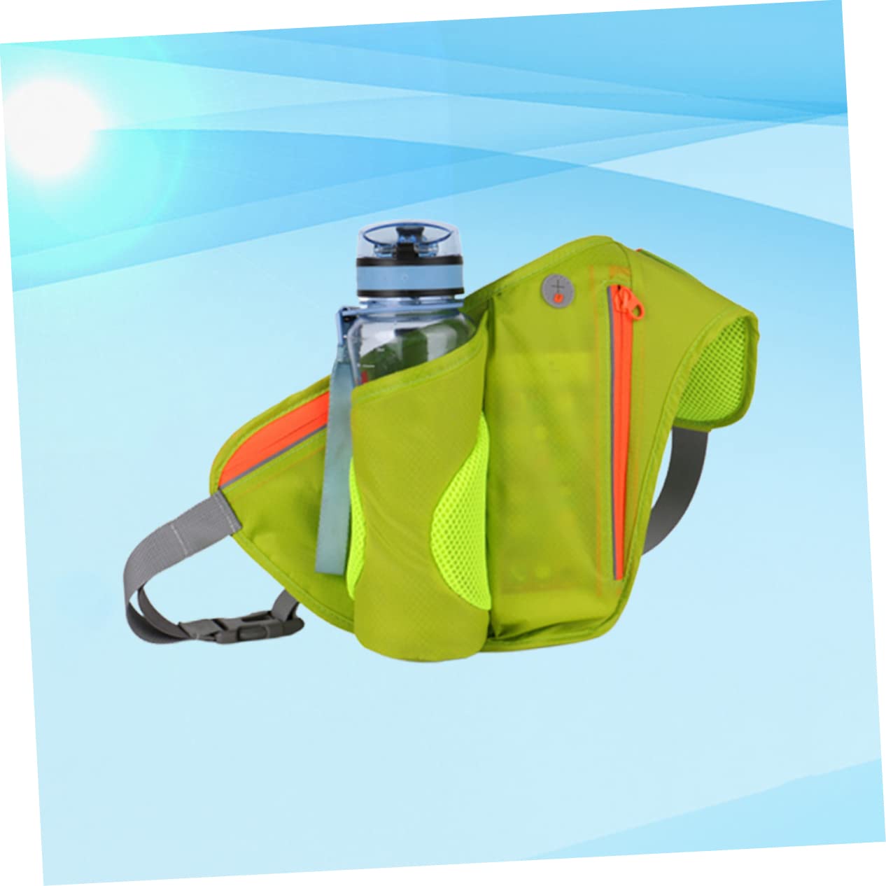 Happyyami 2pièces Ceinture De Course Multifonctionnelle avec Porte-Bouteille Et Poche Téléphone De Étanche pour Activités De Plein Air Vert