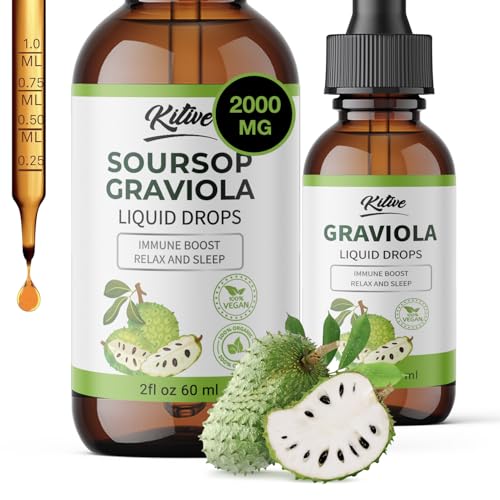 Organic Soursop Bitters Liquid Drops: Cell Support & Regeneration, Immune Boost, Relaxation-Organic Soursop Bitters Liquid Extract Pure Vegan, Gluten-Free, for Men & Women 60ml