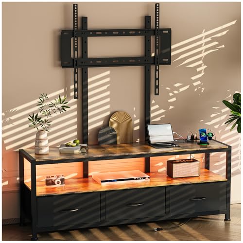 La Mejor Selección de Mesa para Tele los preferidos por los clientes. 41 Simple Wisdom Mueble para TV,Muebles TV with Stand,Mesa TVs con Enchufe y Tira LED,Muebles de TVs con 3 Cajones de Tela,para Televisor 32 a 65 Pulgadas,Centro de Entretenimiento...