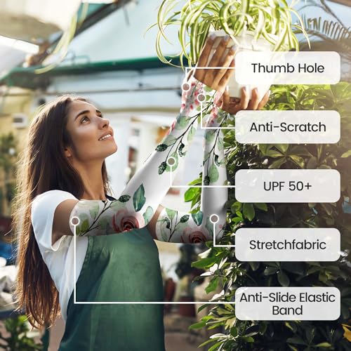 Image of YPHCDO Gardening Sleeves for Women Farm Sun Protection Thorn Proof Cooling Arm Sleeves to Cover Arms for Garden Sports