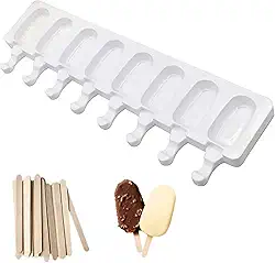 Forma De Picolé Sorvete Silicone Flexível 8 Parte 50 Palitos