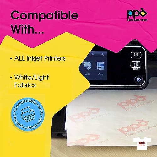 Image of PPD 50 Sheets 8.5x11 inch Iron-on Heat Transfer Vinyl Paper Light Fabrics