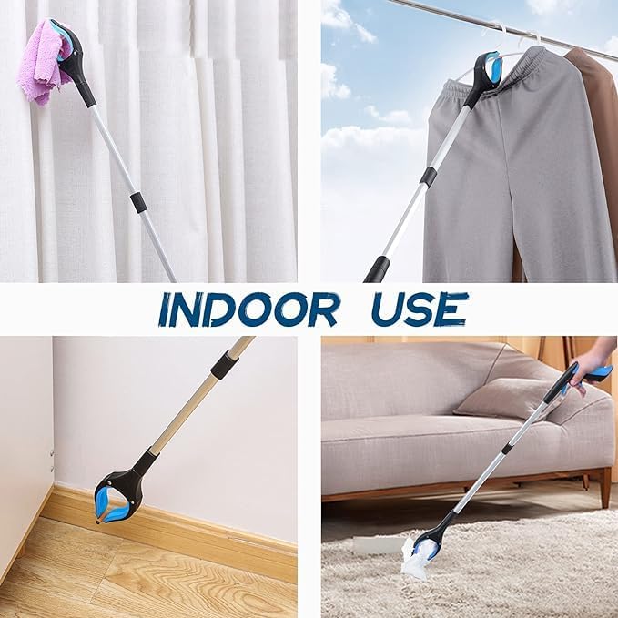 Grabber Reacher Tool,32 Inch Extra Long Steel Foldable Pick Up Stick with Strong Grip Magnetic,360°Rotating,Hand Grabber for Reaching, Foldable Claw Pick Up Stick, Long Arm Extender(Blue) image 5