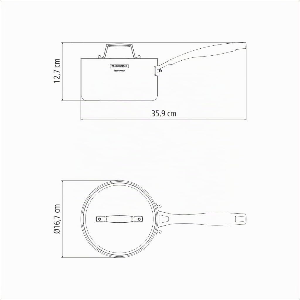 Tramontina Casseruola Grano in Acciaio Inox Corpo Triplo con Coperchio e Manico 16 cm 1,7 L