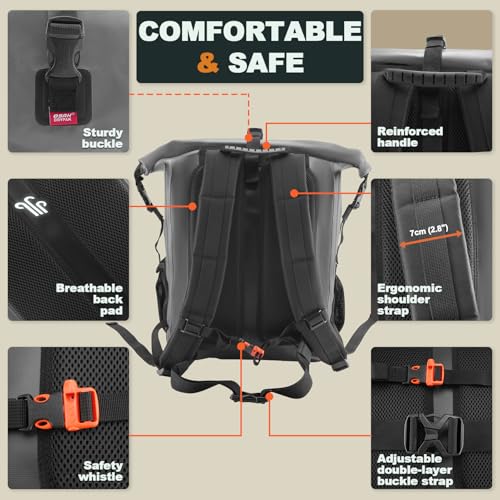 Image of OSAH DRYPAK Waterproof Backpack Dry Bag 25L /35L /55L /85L - Heavy Duty Roll-Top Hiking Backpack Sack Keeps Gear Dry for Travel, Kayaking, Boating, Camping, Rafting and Fishing