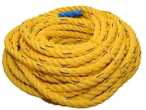 D.R Trading Jain Polymore Braided Twisted Cord Twine Rope String ( Yellow , 12 mm)