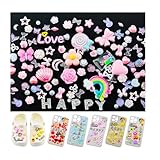 Junk Case Charms, Charms for Junk Cases Pink Cute Decoration Bow Letter Big Charm Bulk for Nail Socks Shoes Diy Phone Case Resin Flatback Slime Charm Kit Accessories Supplies