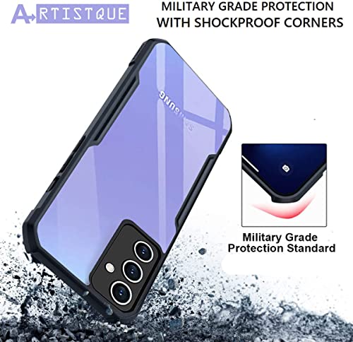 Image of A rtistque Clear Hard Transparent Acrylic Armor Anti-Drop Shockproof TPU Edge Back Cover Case for Samsung Galaxy A54 5G - Black