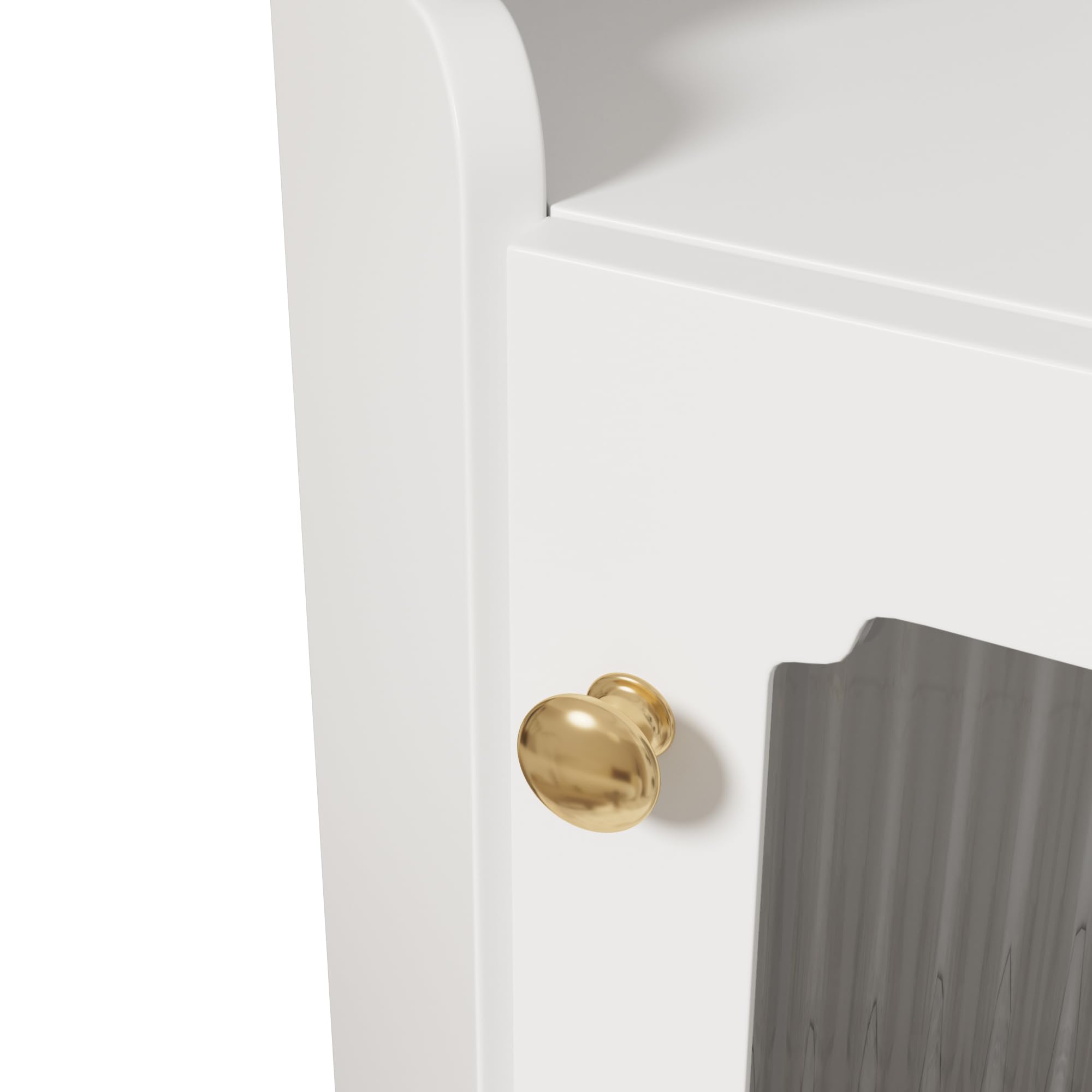 Armario esquinero de 63,5 x 124 cm, con superficie lacada e iluminación LED, moderna esquina con control de aplicación, para salón, estantería, cuarto de baño (blanco)