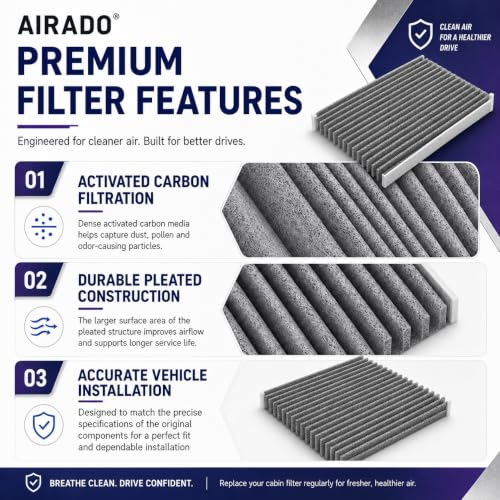 Image of Car Cabin Air Filter with Activated Carbon | AC Filter for Creta /KIA SELTOS PM2.5 Dust Protection | Easy DIY Installation | Pack of 1 | Car Cabin Air Filter with Activated Carbon