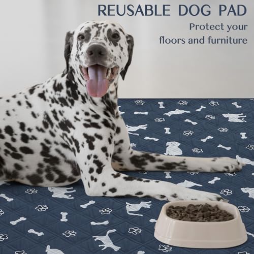 Image of 2 Pieces Dog Pee Pads - Navy Washable Dog Rugs Non-Slip Dark Blue Puppy Pads for Small Dogs, Water Absorb Training Pads