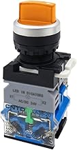 KAPPDE LA38 2NO Interruptor de botón giratorio iluminado de 22 mm 2 posiciones 3 posiciones Interruptores de luz selector mantenidos con lámpara (Color: Amarillo 2NO, Tamaño: CA 220V)