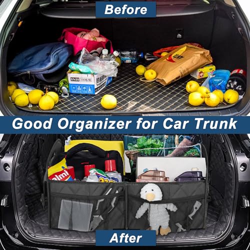 Image of Deosk Car Trunk Organizer for SUV, Car Organizers and Storage with Reinforced Handles, Car Accessories for Women /Men 70L Waterproof Polyester Trunk Organizer(Large, Charcoal)