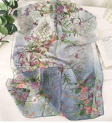 Image of Pokeedioty Scarfs for Women Lightweight Scarves Elegant Floral Pattern Sheer Scarfs Shawls Wraps