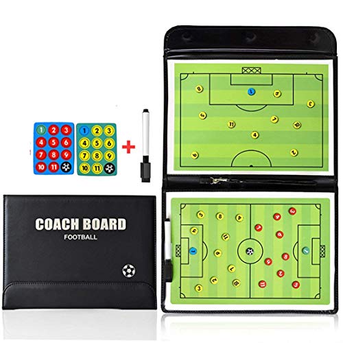 AlIXIN-Tabla magnética de Entrenamiento de fútbol Plegable,Kit de tácticas,Entrenadores de fútbol,táctico de Entrenamiento,Funda de Poliuretano con rotuladores y bolígrafo de borrado en Escritura.